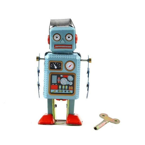 Retro Tinplate Toys Mechanical Clockwork Robot Metal Crafts Collectables